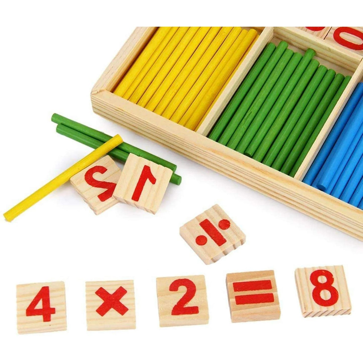 Bâtonnets de calcul en bois – Jeu de mathématiques Montessori éducatif