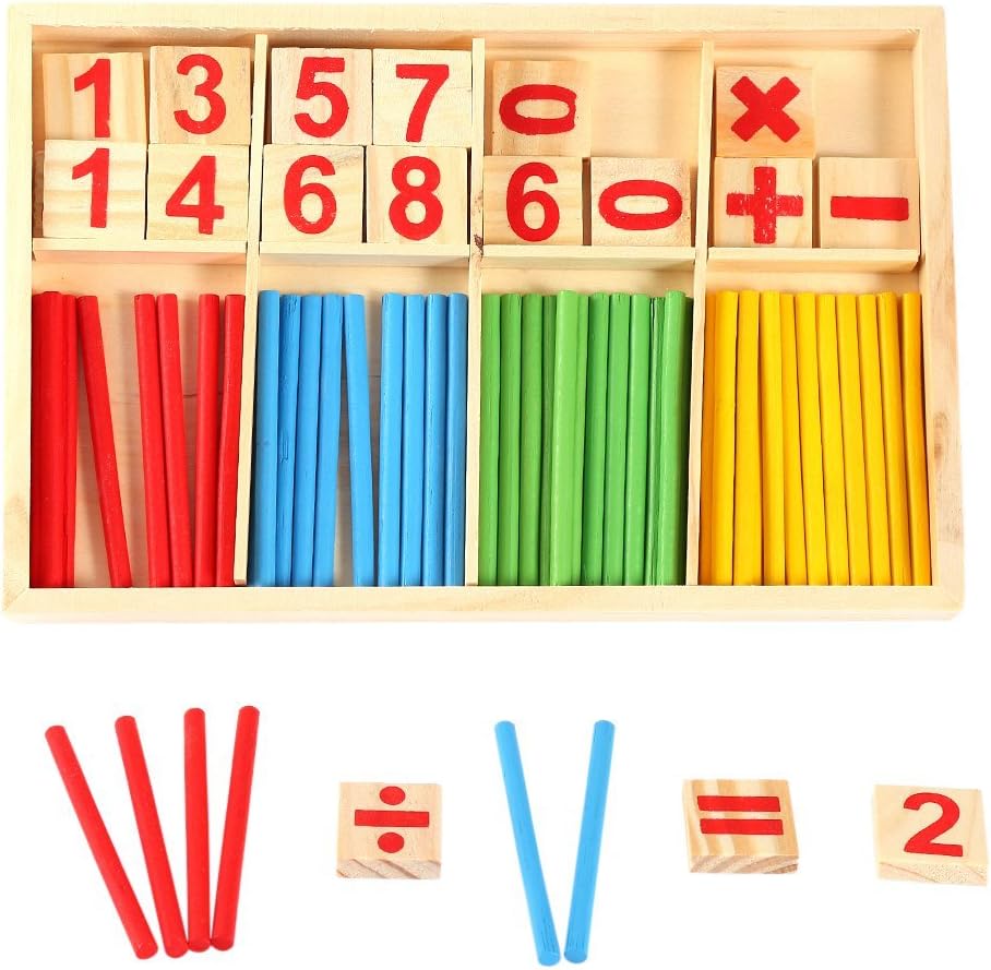 Bâtonnets de calcul en bois – Jeu de mathématiques Montessori éducatif