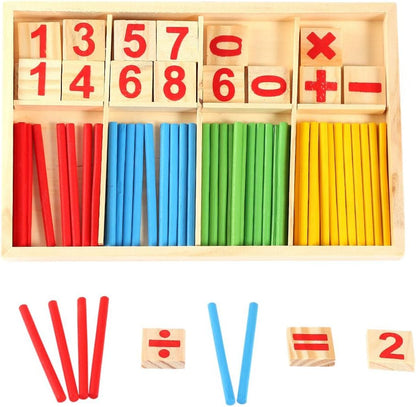 Bâtonnets de calcul en bois – Jeu de mathématiques Montessori éducatif