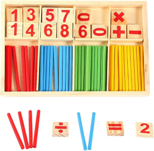 Bâtonnets de calcul en bois – Jeu de mathématiques Montessori éducatif