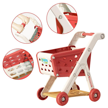 Chariot de Courses en Bois – Jouet Montessori Évolutif de Supermarché pour Enfants