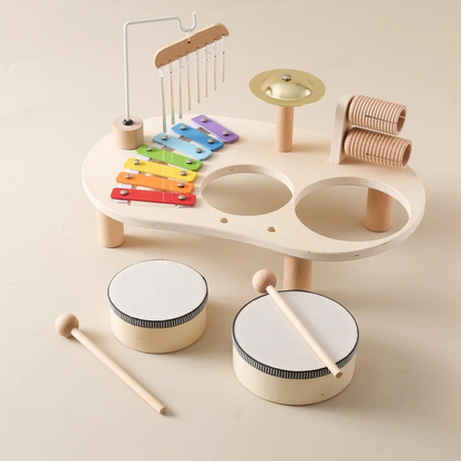 Table Musicale Montessori en Bois – Xylophone, Tambours & Instruments Éducatifs
