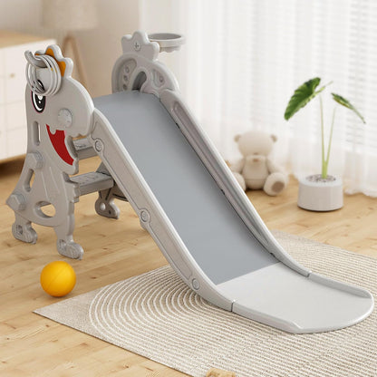Toboggan 3-en-1 Montessori pour Enfant – Jeu Intérieur avec Panier de Basket et Escalade