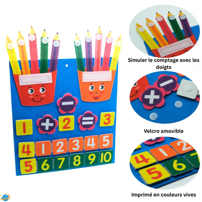 Tableau mathématique en feutrine – Jeu éducatif Montessori évolutif