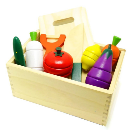 Fruits et Légumes en Bois à Découper – Jeu Montessori d’Imitation Cuisine