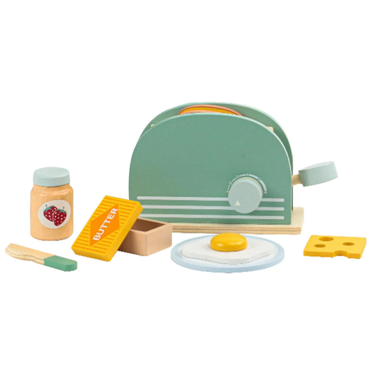 Grille-Pain en Bois Montessori avec Set Petit-Déjeuner – Jeu d’Imitation Cuisine