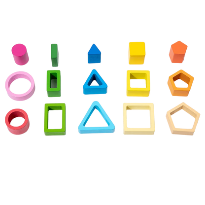 Formes géométriques en bois – Jeu éducatif Montessori évolutif