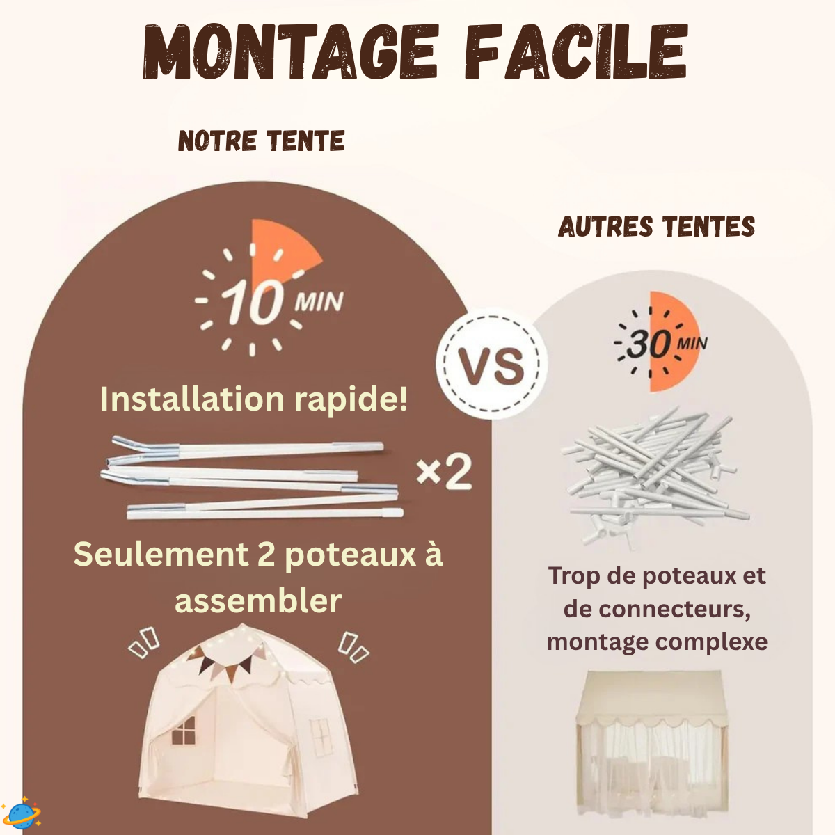 Cabane Montessori pour Enfant – Tente de Jeu Pliable Intérieur et Extérieur