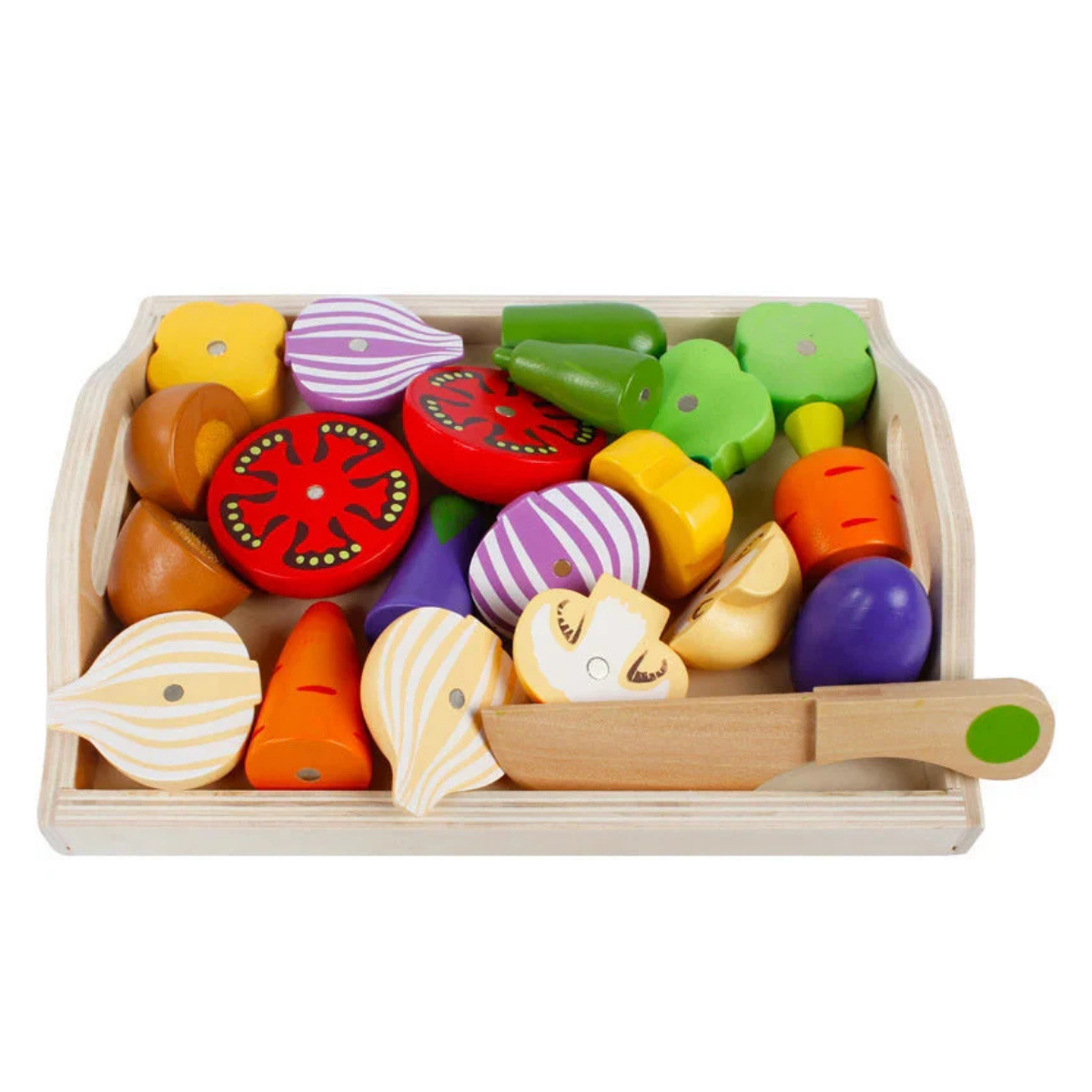 Fruits et Légumes en Bois à Découper – Jeu Montessori d’Imitation Cuisine