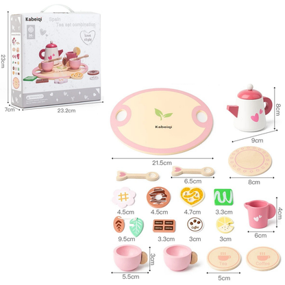 Service à thé en bois – Jeu d’imitation Montessori éducatif