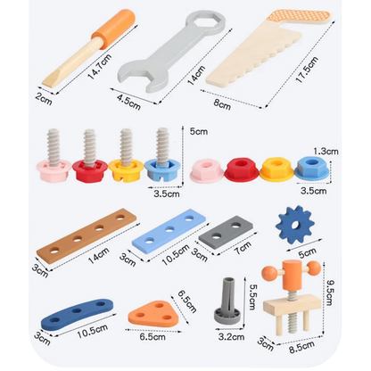 Boîte à outils en bois – Jeu de bricolage Montessori éducatif