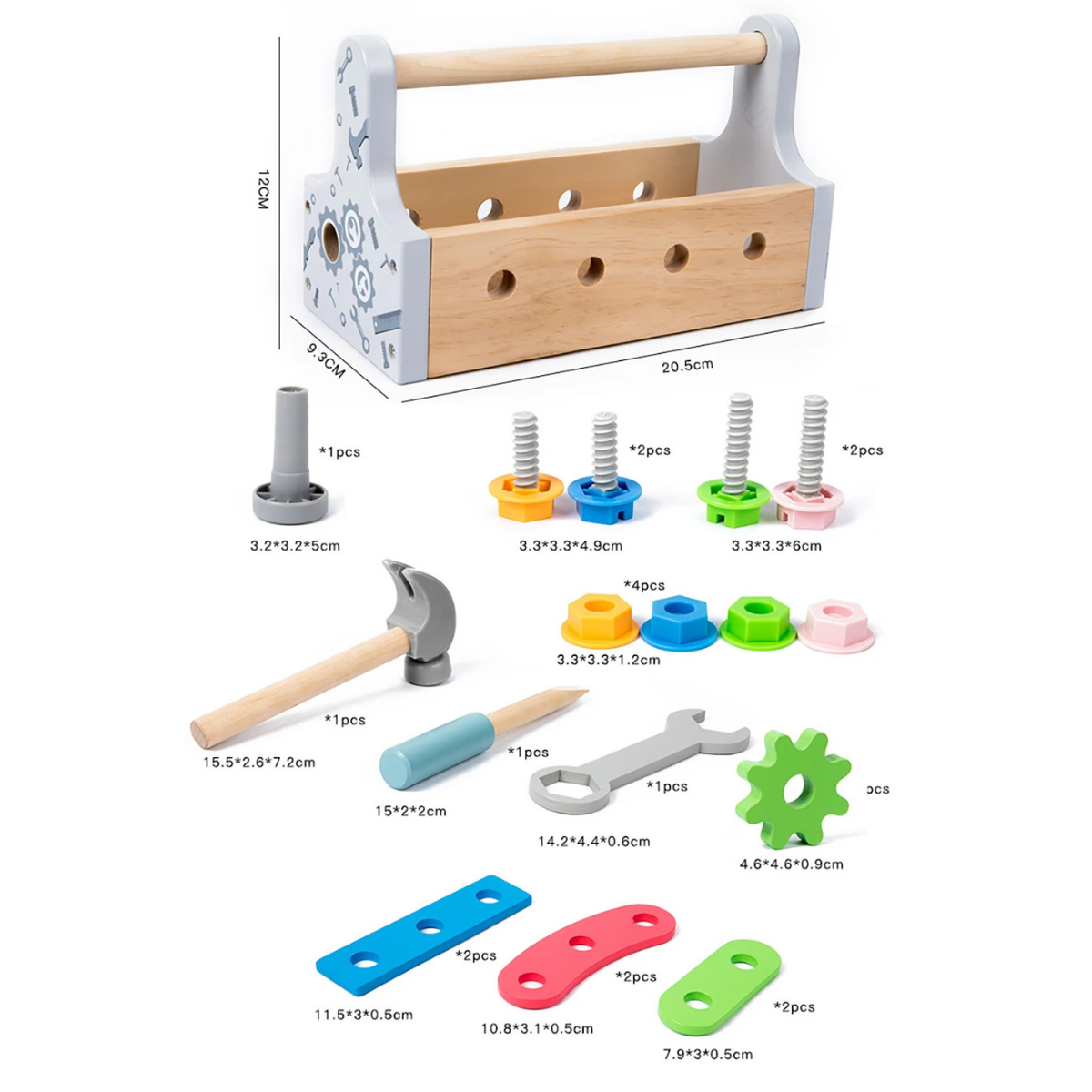 Boîte à Outils en Bois Montessori – Jeu de Construction et Bricolage pour Enfants