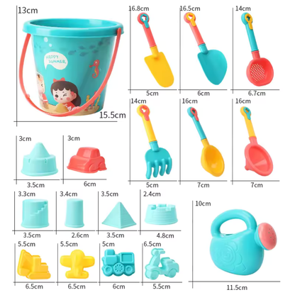 Set de Plage Montessori pour Enfant – Seau, Pelles et Moules de Sable