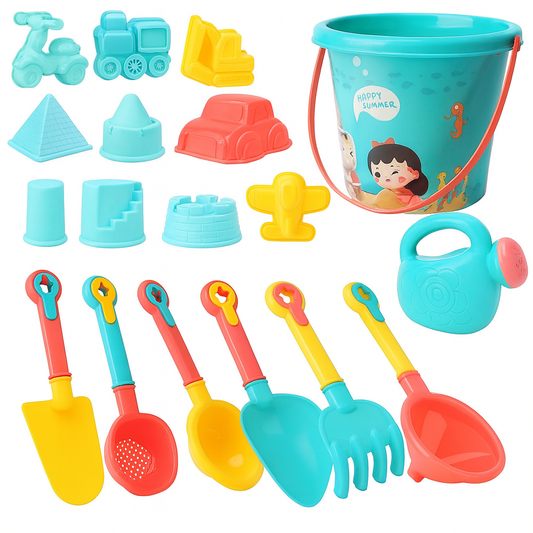 Set de Plage Montessori pour Enfant – Seau, Pelles et Moules de Sable