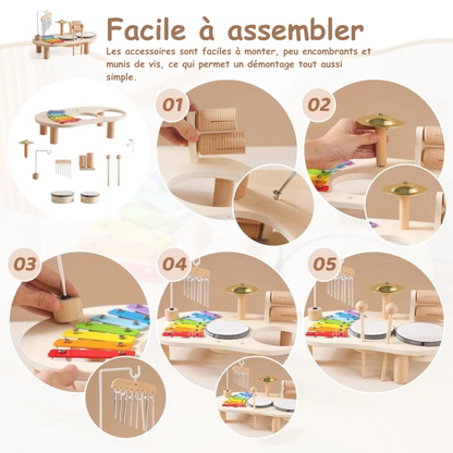 Table Musicale Montessori en Bois – Xylophone, Tambours & Instruments Éducatifs