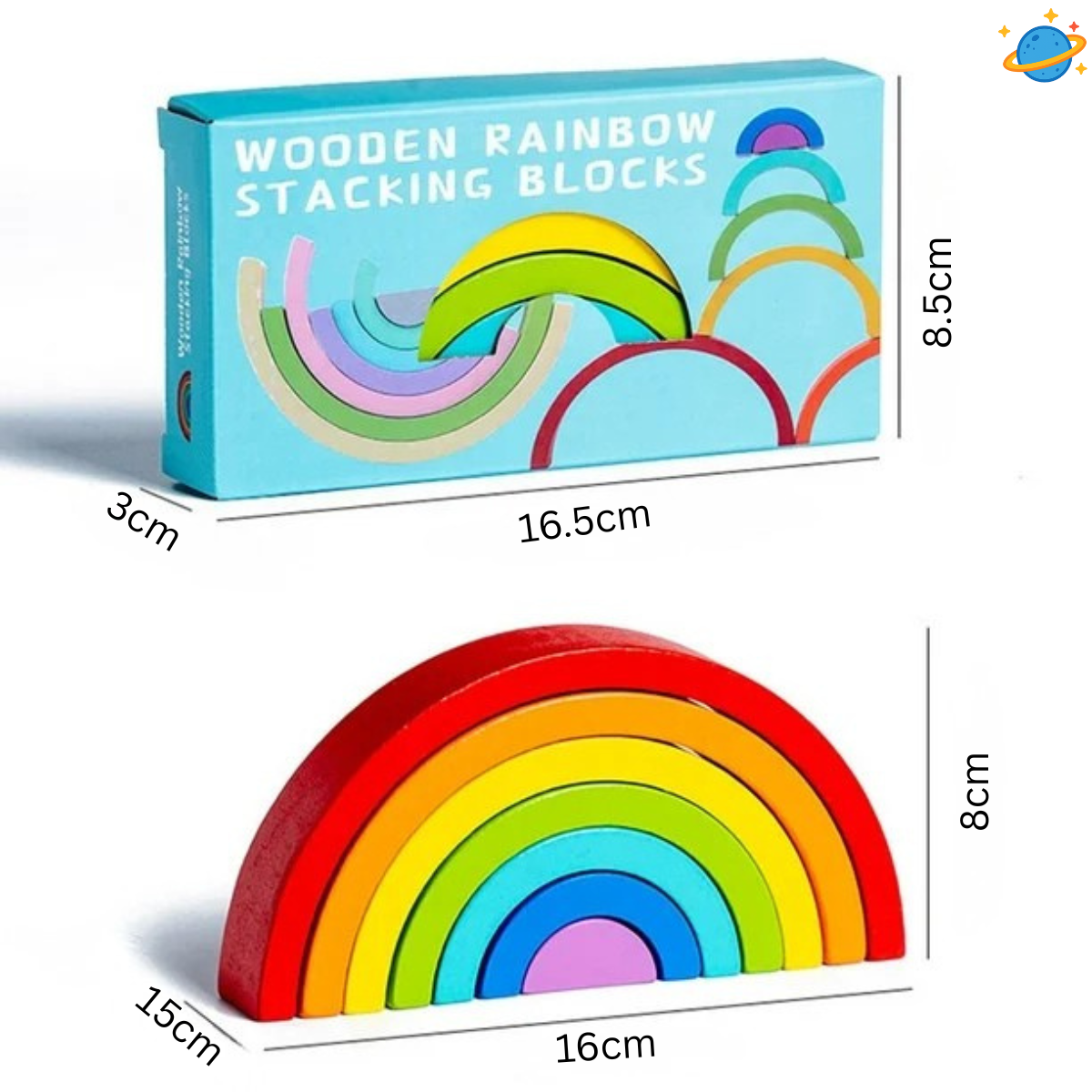 Arc-en-ciel Montessori en bois – Blocs d’empilement éducatifs