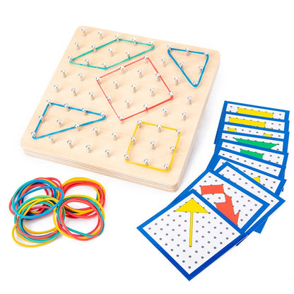 Géoplan en bois – Jeu de géométrie Montessori éducatif et évolutif