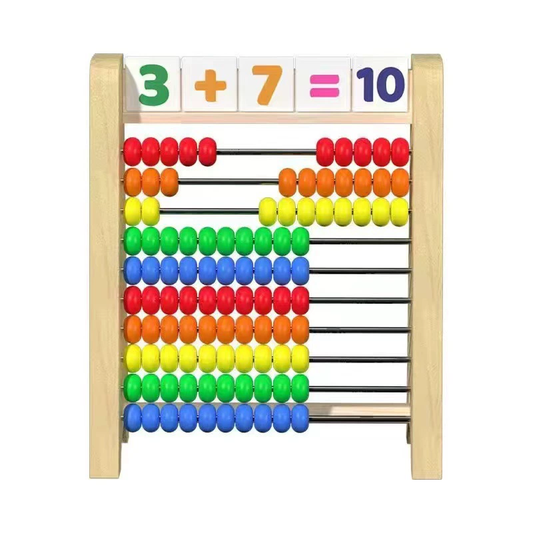 Jouet Montessori évolutif – Abacus en bois éducatif avec perles colorées