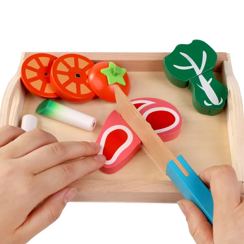 Fruits et Légumes en Bois à Découper – Jeu Montessori d’Imitation Cuisine