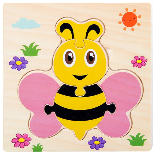 Jouet Montessori évolutif – Puzzle en bois animaux colorés et formes éducatives