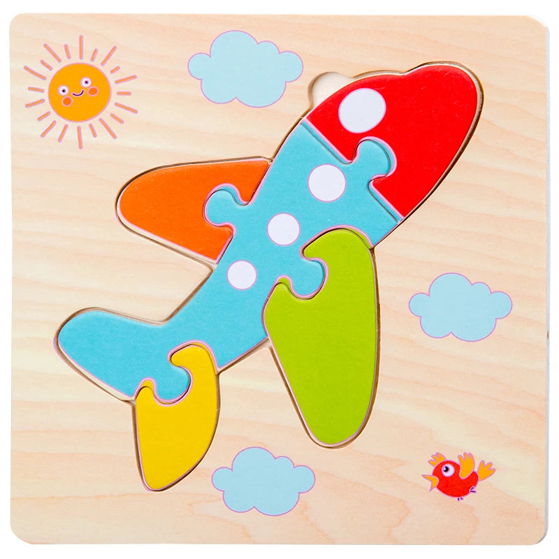 Jouet Montessori évolutif – Puzzle en bois animaux colorés et formes éducatives