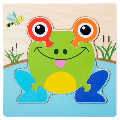 Jouet Montessori évolutif – Puzzle en bois animaux colorés et formes éducatives