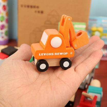 Mini Véhicules en Bois Montessori – Jouets Éducatifs Colorés