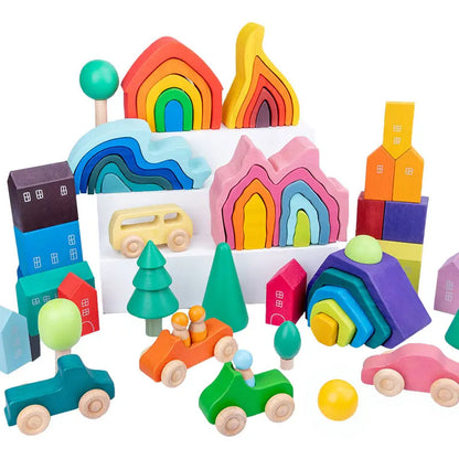 Jouet Montessori évolutif – Jeu de construction et de logique en bois éducatif