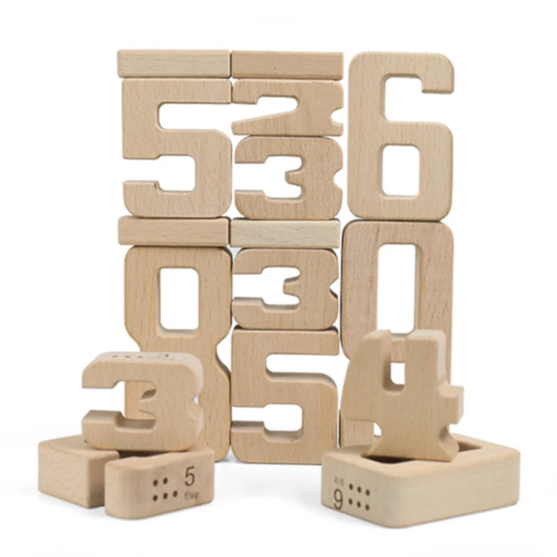 Blocs numériques Montessori en bois – Jeu d’équilibre et d’empilement éducatif (1 à 10)