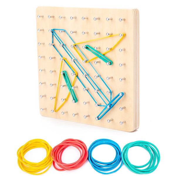 Géoplan en bois – Jeu de géométrie Montessori éducatif et évolutif