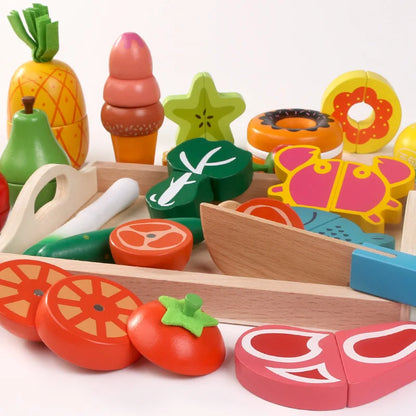 Fruits et Légumes en Bois à Découper – Jeu Montessori d’Imitation Cuisine