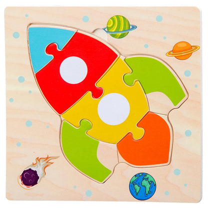 Jouet Montessori évolutif – Puzzle en bois animaux colorés et formes éducatives