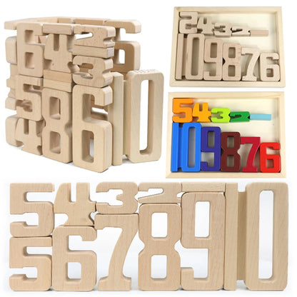 Blocs numériques Montessori en bois – Jeu d’équilibre et d’empilement éducatif (1 à 10)