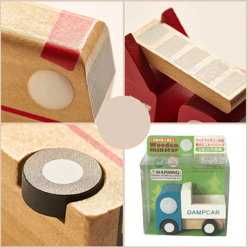 Mini Véhicules en Bois Montessori – Jouets Éducatifs Colorés