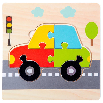 Jouet Montessori évolutif – Puzzle en bois animaux colorés et formes éducatives
