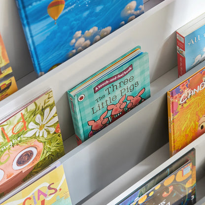Bibliothèque Montessori en Bois – Étagère à Livres avec 4 Compartiments Sécurisés pour Enfants
