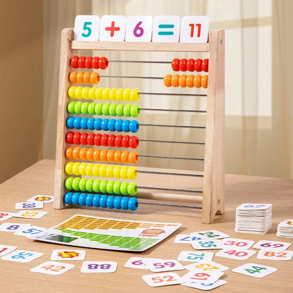 Jouet Montessori évolutif – Abacus en bois éducatif avec perles colorées
