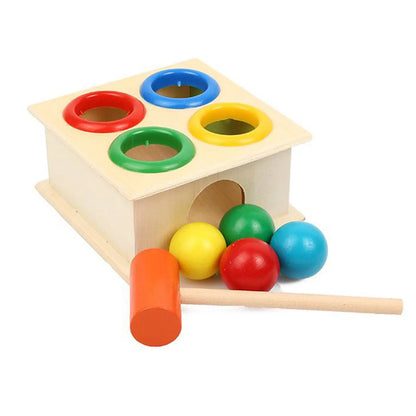 Jeu éducatif évolutif en bois – Boîte à marteau et balles Montessori
