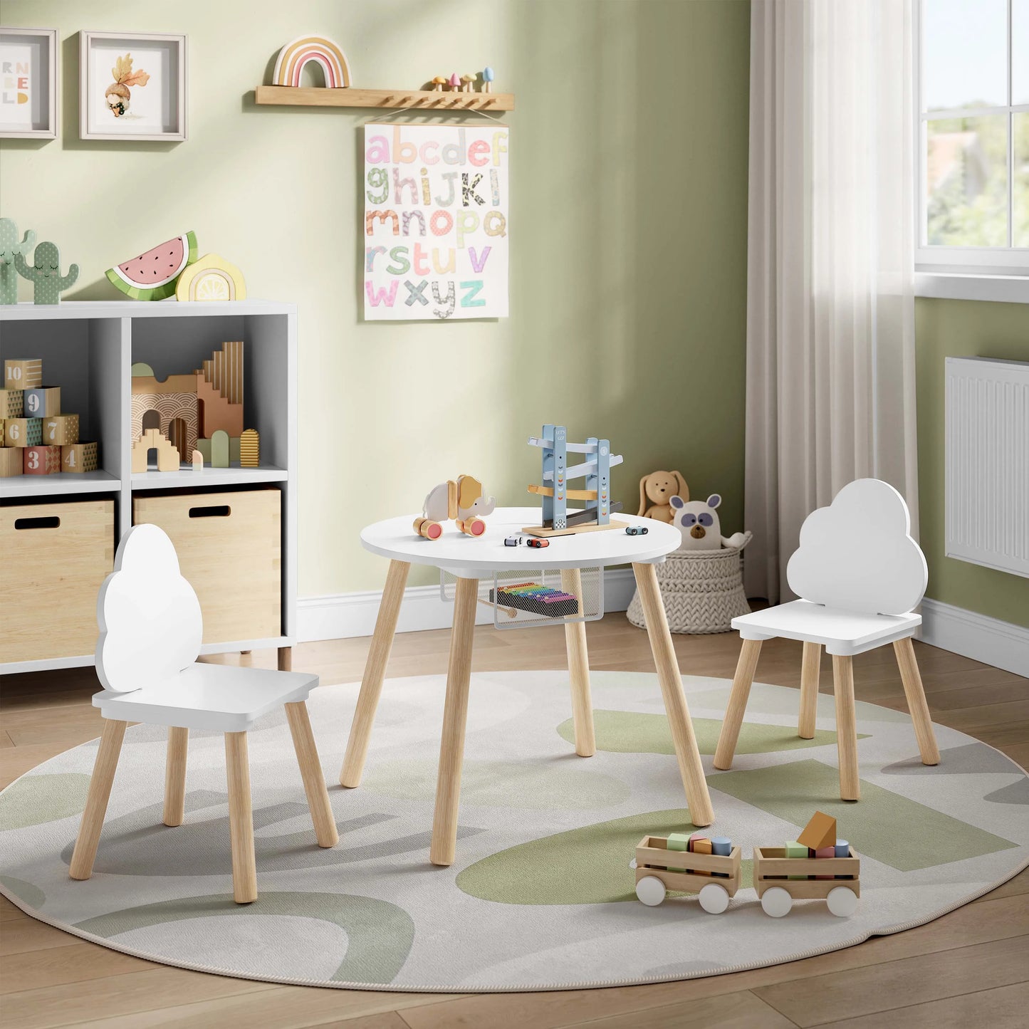 Table avec 2 Chaises Montessori en Bois – Ensemble d’Apprentissage et de Jeu