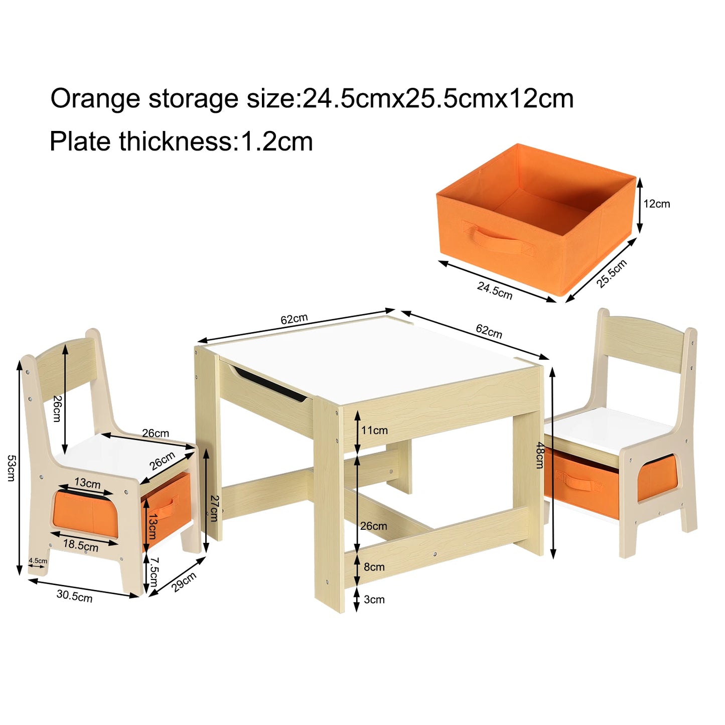Table en bois avec 2 chaises – Ensemble mobilier enfant pour activités et jeux