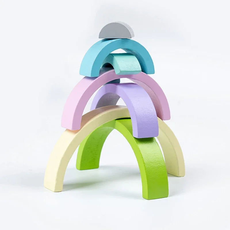 Arc-en-ciel Montessori en bois – Blocs d’empilement éducatifs