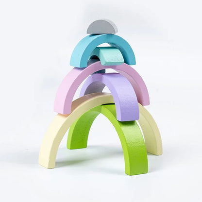 Arc-en-ciel Montessori en bois – Blocs d’empilement éducatifs