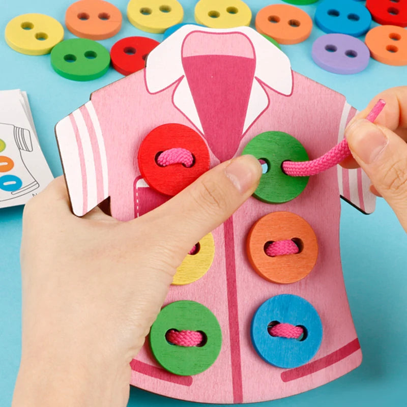 Jouet Montessori évolutif – Jeu éducatif d’habillage, boutons et laçage