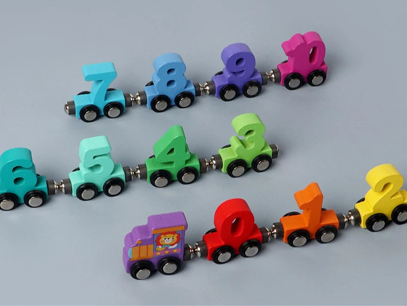 Train Magnétique en Bois Montessori – Apprentissage des Chiffres et Jeu Éducatif