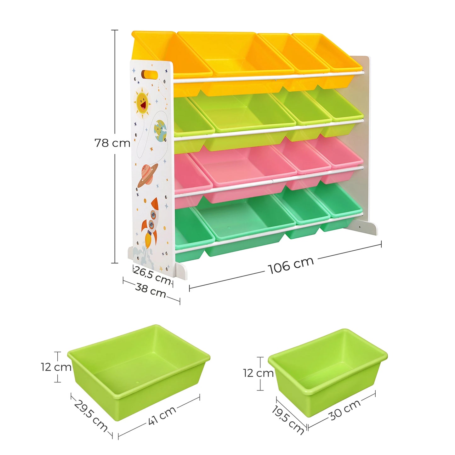 Étagère Montessori de Rangement avec Bacs Amovibles – Organisateur de Jouets et Livres pour Enfants
