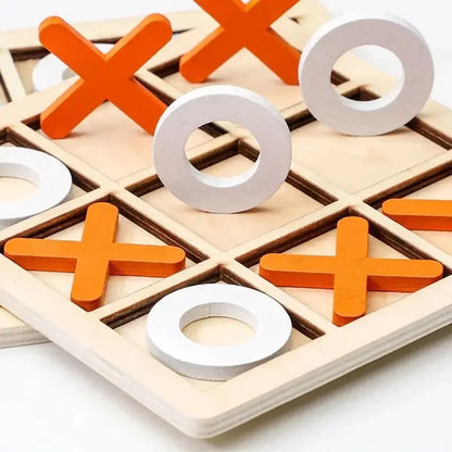 Jouet Montessori évolutif – Jeu de morpion en bois éducatif et puzzle logique
