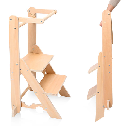 Tour d’Observation Montessori Pliable – Tabouret Évolutif en Bois pour Enfant