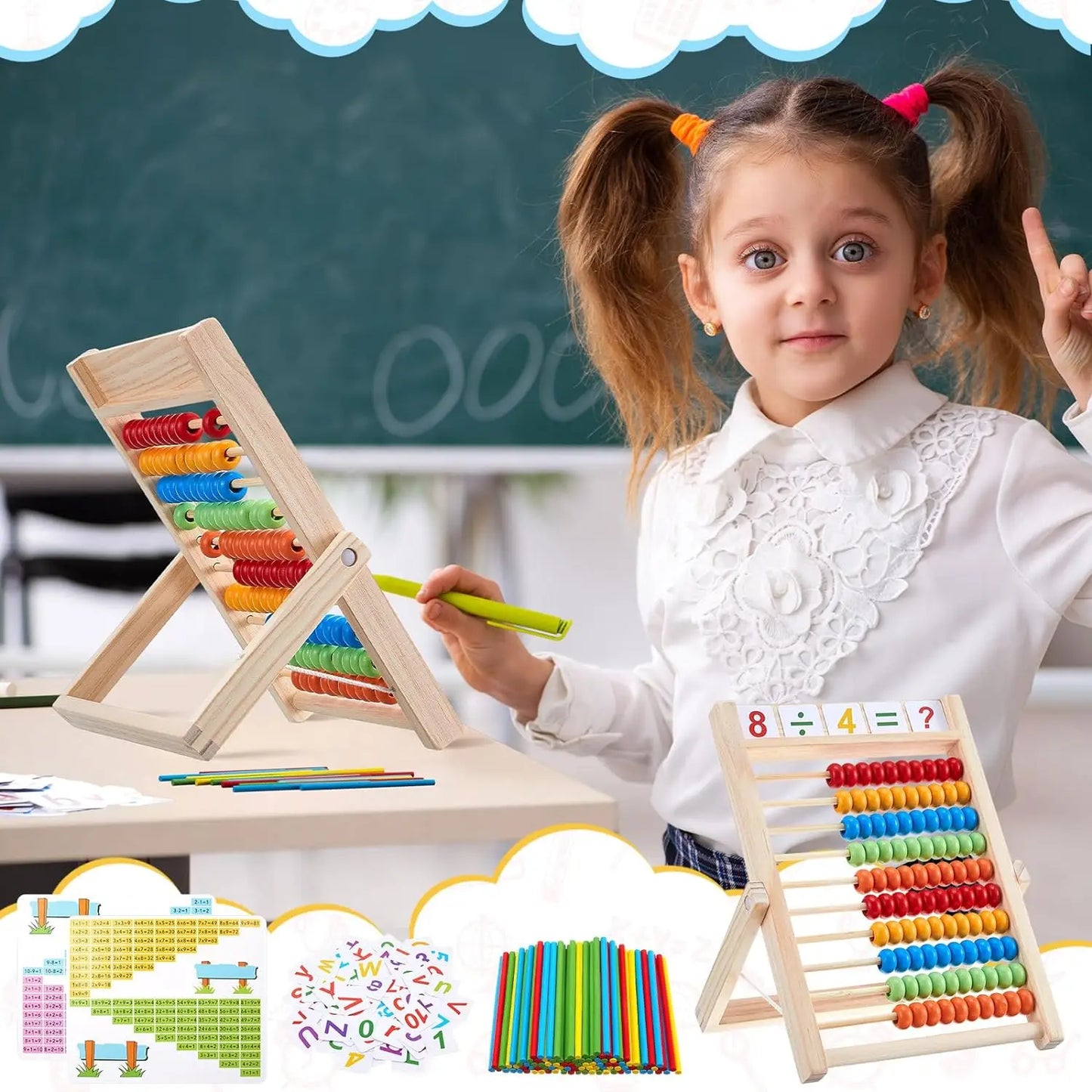 Abacus en bois – Jeu de calcul Montessori éducatif et évolutif