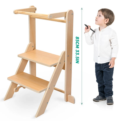 Tour d’Observation Montessori Pliable – Tabouret Évolutif en Bois pour Enfant
