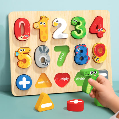 Puzzle alphabet et chiffres en bois – Jeu éducatif Montessori évolutif